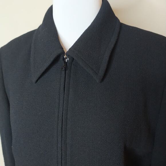 Carlisle Black Wool Jacket Blazer Zip Front Vintage - Picture 3 of 6
